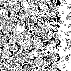 Fresh Fruits cartoon vector doodles frame illustration