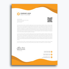 Modern Corporate Letterhead Template with Orange Wavy Design