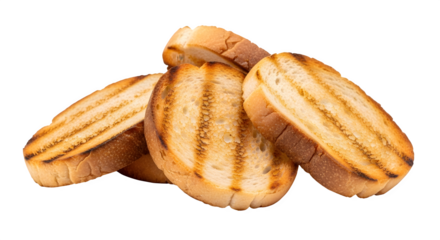 Close up of three golden brown grilled lobster tails with visible grill marks isolated on transparent background