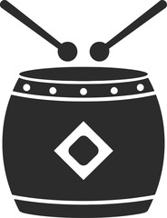 Drum with Sticks Percussion Instrument Silhouette Vector