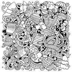 Cartoon vector doodles Winter illustration