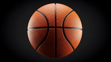 Fototapeta premium A classic orange basketball with black lines against a dark background in a studio setting
