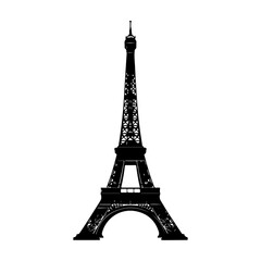 Obraz premium Precisely crafted vector illustration of an iconic global landmark, showcasing intricate latticework in a minimalist black silhouette, ideal for various design applications