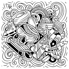 Ski Resort cartoon doodles illustration