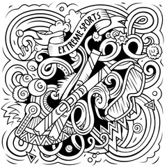 Ski Resort cartoon doodles illustration