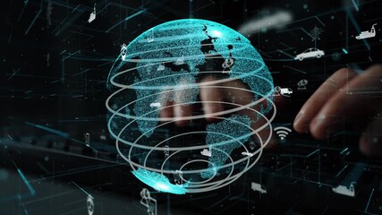 This image illustrates a digital globe interconnected with various technology icons, embodying modern communication, data exchange, and global connectivity. Xenic - Powered by Adobe
