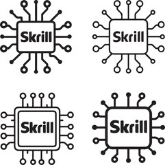 Skrill circuit icon, skrill payment vector, digital skrill payment symbol, minimal black tech, editable outline, thin stroke digital, interface ui ux, online skrill icon