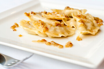 Christmas dumplings o a plate with decoration
