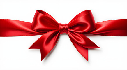 Fototapeta premium Realistic Red Ribbon Bow Isolated on White Background – Luxury Gift Decoration