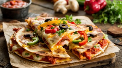 Pizzadilla. This is a popular fusion dish that combines crispy tortilla and melted quesadilla cheese with sauce, pepperoni and other pizza toppings.