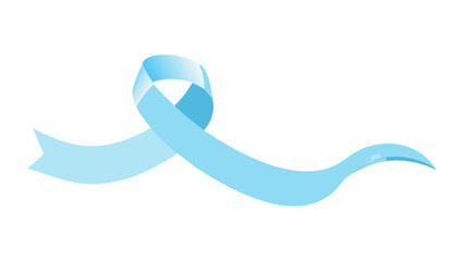 Elegant light blue ribbon icon symbolizing health awareness, compassion, and support for crucial medical conditions and community initiatives globally