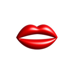 3d red glossy plump lip isolated on transparent background. illustration red lip icon for web, cover, poster design