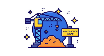 Fototapeta premium Illustrated Crane Constructing Project Vector Depicting Build-Up And Future Development