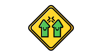 Illustrated Illustration Of A Road Sign Warning About The Two-Way Traffic Movement