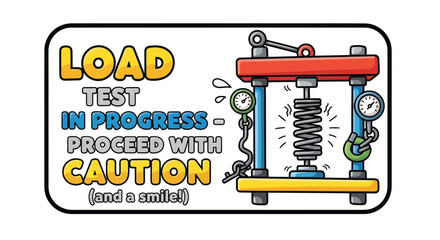 Illustrated Load Test Sign Showing Apparatus and Cautionary Message With Positive Note