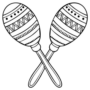 Crossed Maracas Vector Illustration in Black and White