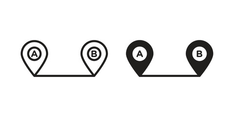 Path A to B icon doodle set. editable outline stroke vector eps © Tareem