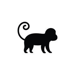 Simple monkey silhouette icon vector flat design.