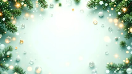 New Year banner, background for New Year's card, in green and white tones