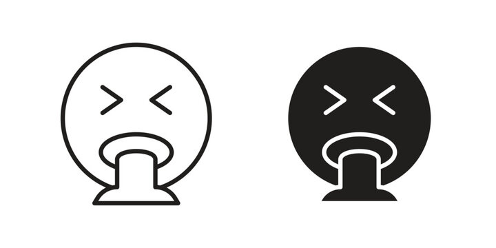 Puking emoji icon doodle set. editable outline stroke vector eps
