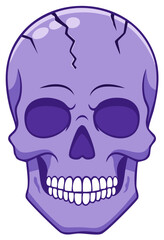 Obraz premium Cartoon Illustration of a Purple Skull with Cracks, Halloween or Day of the Dead