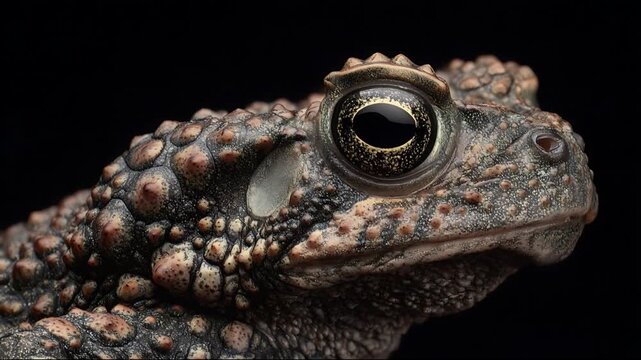 Detailed Macro Close Up of Toad Showing Bumpy Skin and Glossy Eye
