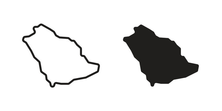 Saudi arabia icon doodle set. editable outline stroke vector eps