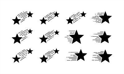 Collection of Stylized Shooting Stars and Stars.