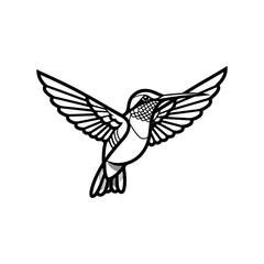 Elegant Hummingbird in Mid-Flight Silhouette Vector Art.