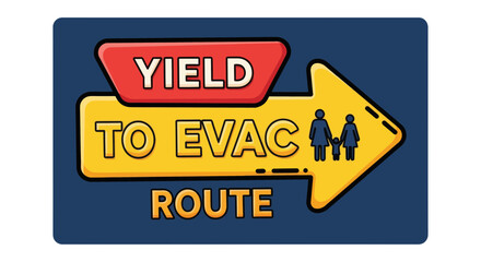 Fototapeta premium Emergency Evacuation Sign Directing Families Towards Safety, Guidance, and Protection