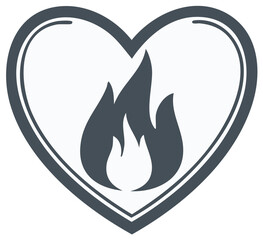 Fototapeta premium Burning Love Creative Design: Heart-shaped emblem with stylized flame interior