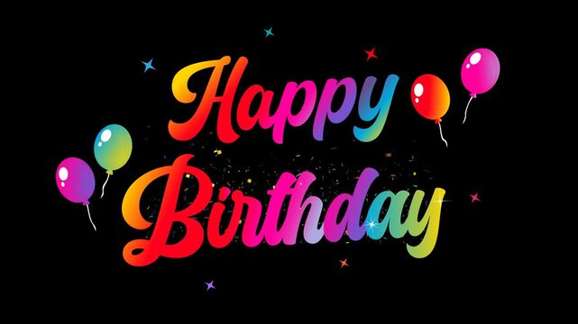 Happy Birthday Animated Typography with Colorful Balloons