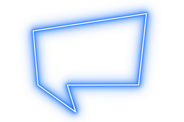 Neon blue glowing speech bubble frame