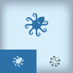 Creative and simple octopus logo. Unique design with color gradients. Ready-to-use template for flat and linear designs.