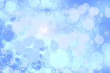 Abstract blurred festive delicate winter christmas or Happy New Year background with shiny blue pink and white bokeh lighted stars. Space for your design. Card concept.