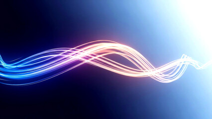 Abstract Energy Wave: A dynamic abstract art piece showcases a fluid wave of vibrant light, gracefully arcing across a spectrum of color. This artwork embodies the essence of energy and motion.