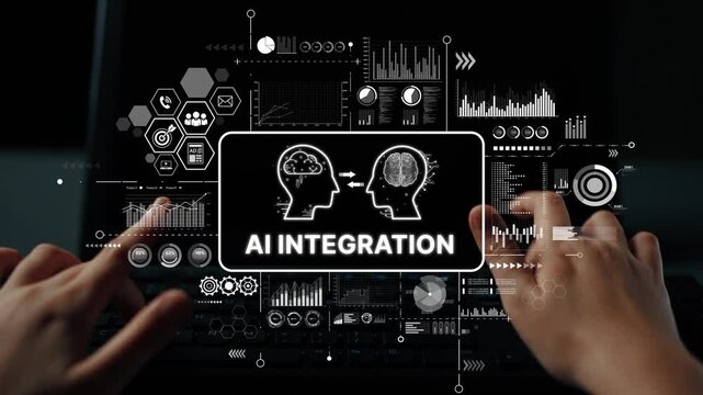 Human Interaction with Artificial Intelligence Integration on a Computer Screen with Data Visualizations and Graphics. Asymptotic smart data analytic.