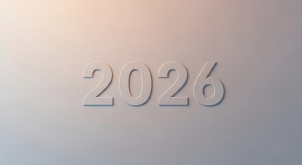 Clean modern 3d render of the year 2026 in white