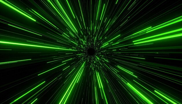 Green Light Speed Tunnel Abstract Background