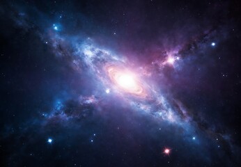 Deep Energetic Celestial Galaxy with Colorful Blending Arms and Stellar Star Clusters