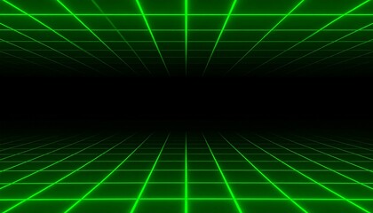Neon Green Digital Wireframe Abstract Space