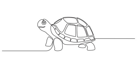 Turtle icon continuous one line drawing outline vector illustration, World Sea Turtle Day minimal banner. Abstract one line drawing on white background with hand written style text. pro Vector.