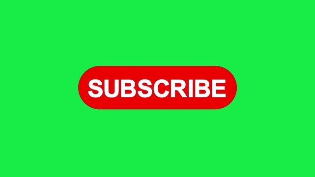 Red Rounded Rectangle Button with animation White Text SUBSCRIBE . Animated red rounded button highlights white subscribe text producing striking black background.