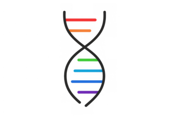 Rainbow color dna double helix structure representing genetics, identity, inclusion, diversity, and science icon