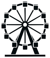 Classic Ferris Wheel Silhouette Icon Vector Illustration for Amusement Park and Carnival Design