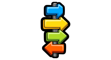 Obraz premium Colorful Directional Arrows Indicate Numerous Travel Pathways, Illustrating Decision Making Clearly