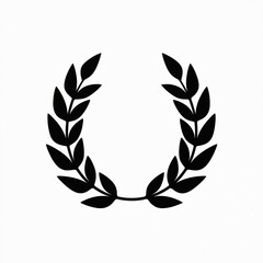 Obraz premium Black laurel wreath silhouette on white background. Symbolizes award achievement victory and honor. Used for certificates emblems and seals.