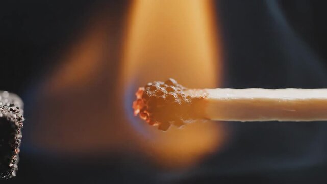 Igniting the Moment - A Close-Up Look at a Match Lighting.
