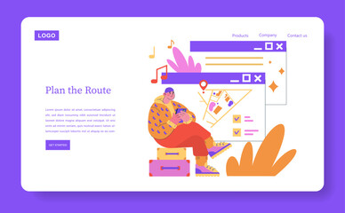 Person Planning Travel Route with Map on Laptop