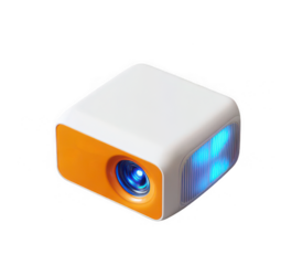 Compact portable mini projector with blue light Isolated on transparent background